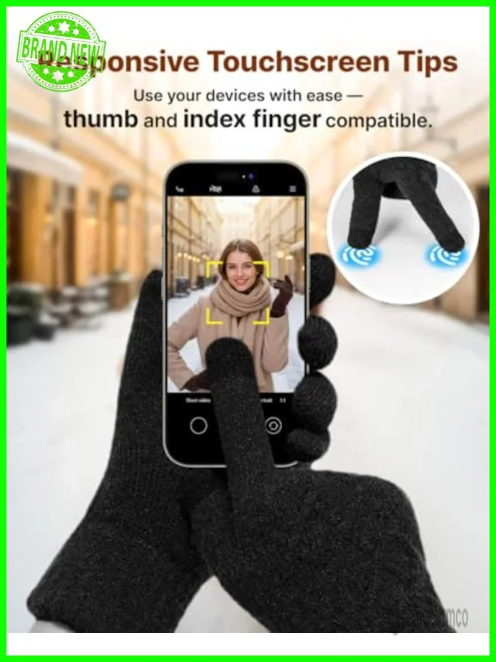 Winter Touchscreen Gloves – Thermal Wool Lining, Windproof for Driving Texting
